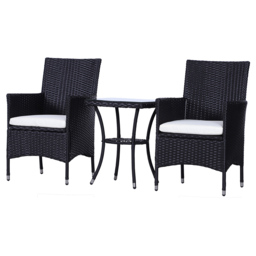 Outsunny Garden Rattan Bistro Set Black - Size: 2 Seater - Wilko - thumbnail 3