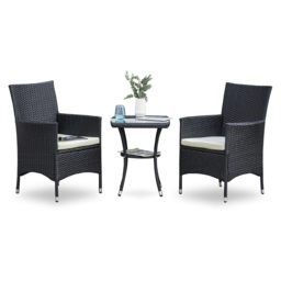 Outsunny Garden Rattan Bistro Set Black - Size: 2 Seater - Wilko - thumbnail 4