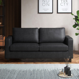 York 5 Seater Black Faux Leather Sofa Suite - Wilko - thumbnail 7