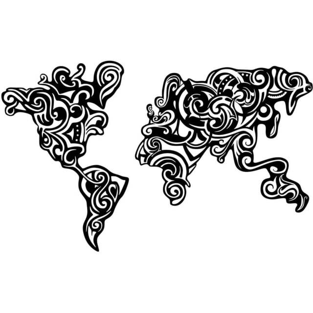 Decortie Black Minimalist Metal Modern Tribal World Map Wall Art - Size: 61 x 100 x 4cm - Wilko - image 1