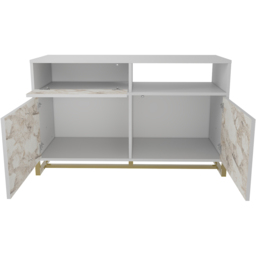 Decorotika Utopie 3 Door Singe Shelf White and White Marble Effect Modern Storage Cabinet - Size: 78.4 x 120 x 45cm - Multi - Wilko - thumbnail 4
