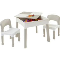 Liberty House Toys Kids 5-in-1 Grey and White Activity Table and 2 Chairs Set - Size: 45 x 51 x 54cm - Cream - Wilko - thumbnail 5