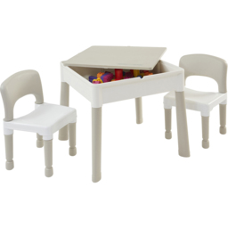 Liberty House Toys Kids 5-in-1 Grey and White Activity Table and 2 Chairs Set - Size: 45 x 51 x 54cm - Cream - Wilko - thumbnail 4