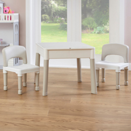 Liberty House Toys Kids 5-in-1 Grey and White Activity Table and 2 Chairs Set - Size: 45 x 51 x 54cm - Cream - Wilko