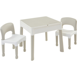 Liberty House Toys Kids 5-in-1 Grey and White Activity Table and 2 Chairs Set - Size: 45 x 51 x 54cm - Cream - Wilko - thumbnail 3