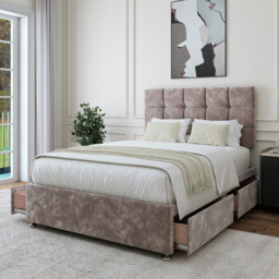 Bedmaster Small Double Silver Chenille 4 Drawer Divan Base with Pearl Headboard - Wilko - thumbnail 3