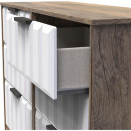 Crowndale New York 6 Drawer White Matt and Vintage Oak Chest of Drawers Ready Assembled - Wilko - thumbnail 7