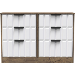 Crowndale New York 6 Drawer White Matt and Vintage Oak Chest of Drawers Ready Assembled - Wilko - thumbnail 4