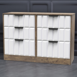 Crowndale New York 6 Drawer White Matt and Vintage Oak Chest of Drawers Ready Assembled - Wilko - thumbnail 1