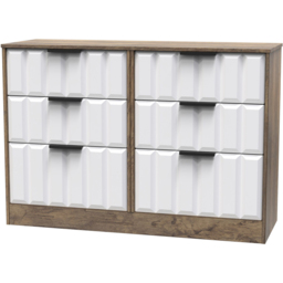 Crowndale New York 6 Drawer White Matt and Vintage Oak Chest of Drawers Ready Assembled - Wilko - thumbnail 3