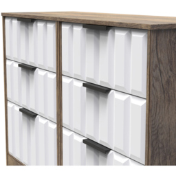 Crowndale New York 6 Drawer White Matt and Vintage Oak Chest of Drawers Ready Assembled - Wilko - thumbnail 6