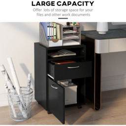 Portland Single Door Single Drawer Black Printer Stand - Size: 40 x 35 x 60cm - Wilko - thumbnail 6