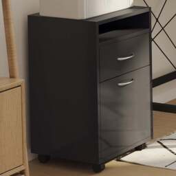 Portland Single Door Single Drawer Black Printer Stand - Size: 40 x 35 x 60cm - Wilko