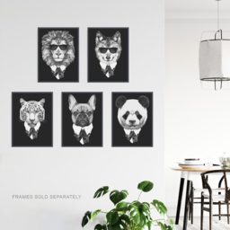 Artery8 Black and White Tuxedo Animals Wall Art Print 30 x 41cm 5 Pack - Size: 40.5 x 30.5 x 0.3cm - Wilko - thumbnail 4