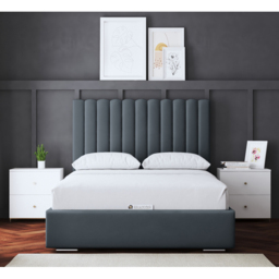 DS Living Evangeline Small Double Steel Upholstered Ottoman Bed with Headboard - Grey - Wilko - thumbnail 6