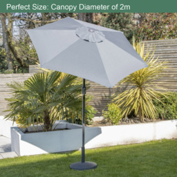 GardenKraft Grey Crank and Tilt Parasol 2m - Wilko - thumbnail 4