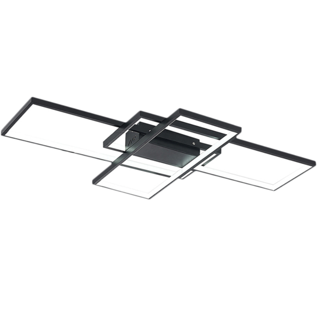 Living and Home 35 inch Rectangular Semi-Flush Ceiling Light Black - Size: 9 x 110 x 50cm - Wilko