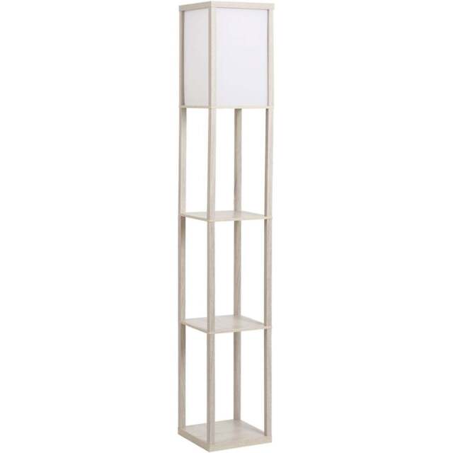 HOMCOM 3 Shelf Oak Floor Lamp - Size: 26 x 26 x 160cm - Brown - Wilko - image 1