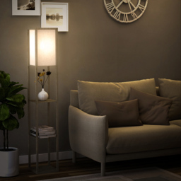 HOMCOM 3 Shelf Oak Floor Lamp - Size: 26 x 26 x 160cm - Brown - Wilko - thumbnail 3