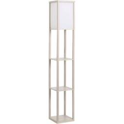 HOMCOM 3 Shelf Oak Floor Lamp - Size: 26 x 26 x 160cm - Brown - Wilko