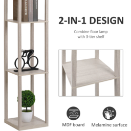 HOMCOM 3 Shelf Oak Floor Lamp - Size: 26 x 26 x 160cm - Brown - Wilko - thumbnail 5
