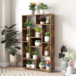Costway 11 Shelf Brown Bookshelf - Size: 83 x 29 x 25cm - Wilko - thumbnail 6