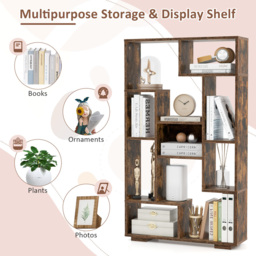 Costway 11 Shelf Brown Bookshelf - Size: 83 x 29 x 25cm - Wilko - thumbnail 7
