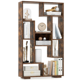 Costway 11 Shelf Brown Bookshelf - Size: 83 x 29 x 25cm - Wilko - thumbnail 4