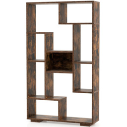 Costway 11 Shelf Brown Bookshelf - Size: 83 x 29 x 25cm - Wilko - thumbnail 3