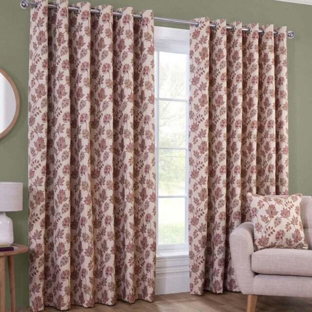 Regency Floral Jacquard Curtain Pink 229cm - Divante Finest - Wilko - image 1