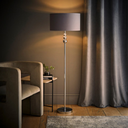 ValueLights Marissa Reni Grey Shade and Chrome Ball LED Floor Lamp - Size: 145 x 45 x 45cm - Silver - Wilko - thumbnail 7