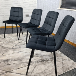 Denver Set of 4 Black Velvet Dining Chairs - Wilko - thumbnail 5