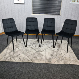 Denver Set of 4 Black Velvet Dining Chairs - Wilko - thumbnail 3