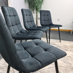 Denver Set of 4 Black Velvet Dining Chairs - Wilko - thumbnail 4