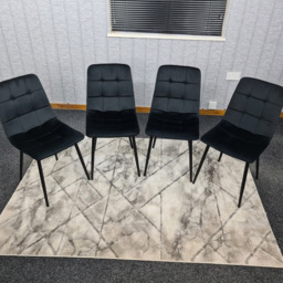 Denver Set of 4 Black Velvet Dining Chairs - Wilko - thumbnail 7