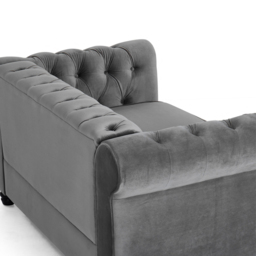 Home Detail Chesterfield 2 Seater Studded Grey Velvet Sofa - Wilko - thumbnail 6