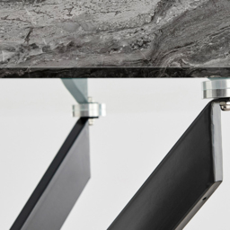 Furniturebox Tavalo 6 Seater Glass Dining Table Marble Effect and Black - Grey - Wilko - thumbnail 5