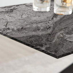 Furniturebox Tavalo 6 Seater Glass Dining Table Marble Effect and Black - Grey - Wilko - thumbnail 4