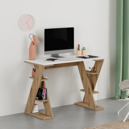 Decortie Papillon 6 Shelf Desk White and Whiskey Oak - Size: 75 x 106 x 50cm - Multi - Wilko - thumbnail 6