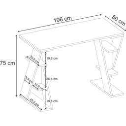 Decortie Papillon 6 Shelf Desk White and Whiskey Oak - Size: 75 x 106 x 50cm - Multi - Wilko - thumbnail 7