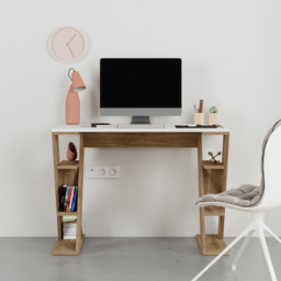 Decortie Papillon 6 Shelf Desk White and Whiskey Oak - Size: 75 x 106 x 50cm - Multi - Wilko - thumbnail 5