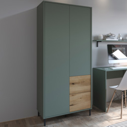Furniture To Go Darwin 2 Door 2 Drawer Green Wardrobe - Size: 2 Door, 2 Drawer - Wilko - thumbnail 1