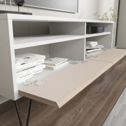 Decorotika Flay 2 Door 2 Shelf White and Beige TV Unit - Size: 53.2 x 140 x 35cm - Multi - Wilko - thumbnail 7