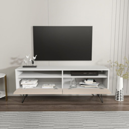 Decorotika Flay 2 Door 2 Shelf White and Beige TV Unit - Size: 53.2 x 140 x 35cm - Multi - Wilko - thumbnail 5
