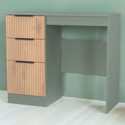 Crowndale Java 3 Drawer Slatt Effect and Reed Green Vanity Unit - Size: 39 x 93 x 80cm - Wilko