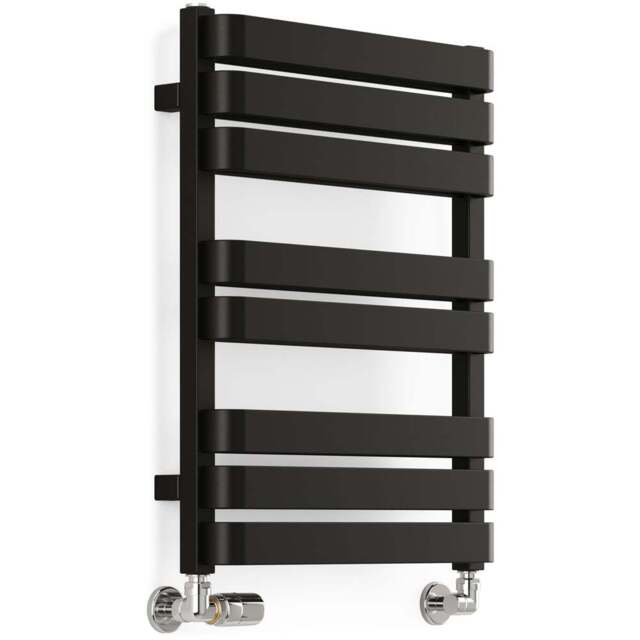 Terma Warp T Bold Matt Black Heated Towel Rail 1569 BTU 655 x 500mm - Size: 65.5 x 50 x 11.2cm - Wilko - image 1