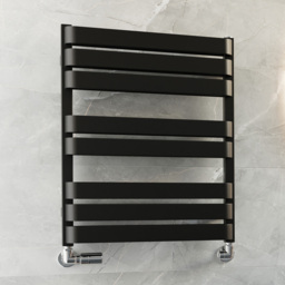 Terma Warp T Bold Matt Black Heated Towel Rail 1569 BTU 655 x 500mm - Size: 65.5 x 50 x 11.2cm - Wilko - thumbnail 3