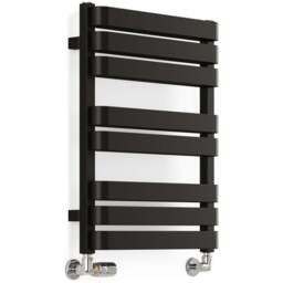 Terma Warp T Bold Matt Black Heated Towel Rail 1569 BTU 655 x 500mm - Size: 65.5 x 50 x 11.2cm - Wilko