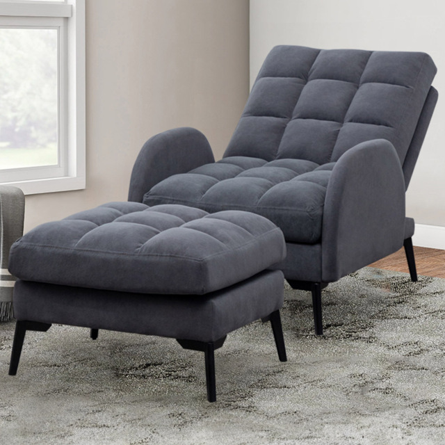 Living and Home Grey Recliner Armchair with Footstool - Size: Single - Wilko - image 1