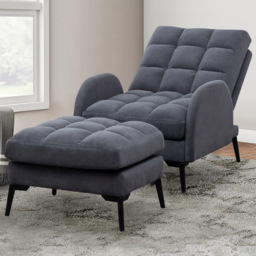 Living and Home Grey Recliner Armchair with Footstool - Size: Single - Wilko - thumbnail 1